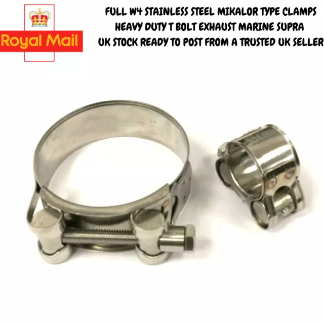 Hose Clamps-Clips Stainless Steel Heavy Duty T Bolt Exhaust Mikalor Type 1-10