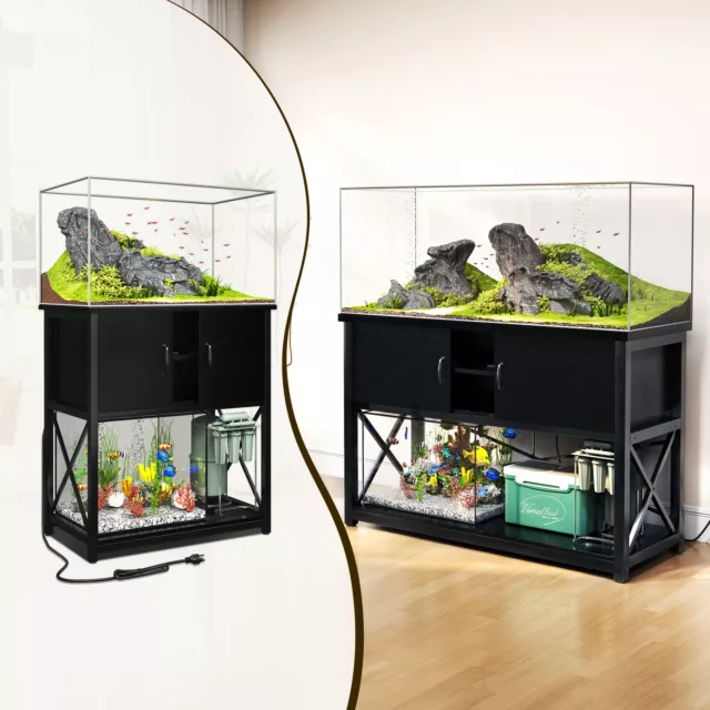 TC-HOMENY 29Gal / 75 Gallon Aquarium Stand w/Power Outlet Turtle Fish Tank Stand