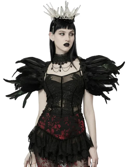PUNK RAVE WOMENS Gothic Lolita Faux Crow Raven Feather Harness Shrug ...
