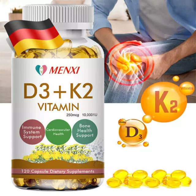 Vitamin D3 10000IU und K2 MK-7 250mcg Immune Unterstützung Wellness-120Tabletten