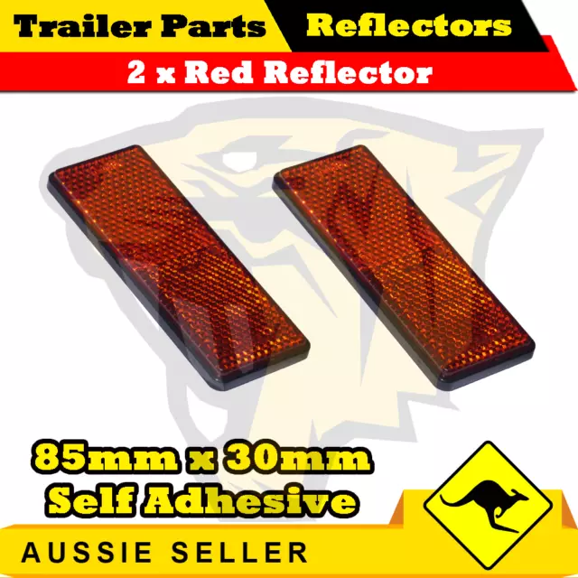 2 x Red 85mm x 30mm Self Adhesive Reflectors-Superior Trailers