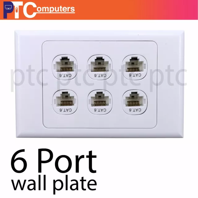 6 port/Gang RJ45 Ethernet Wall Plate Kit Punch Down Network Data wall socket