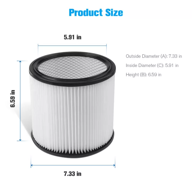 90304 Filter Cartridge Fits Shop Vac Wet Dry Replaces 9030400 903-04-00 903-04 3