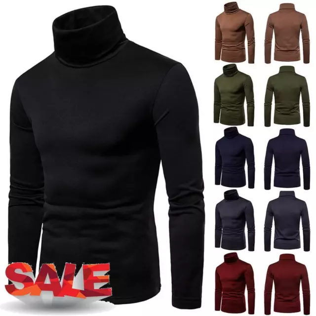 Men's Warm Turtleneck Pullover Jumper Tops Casual Long Sleeve Slim Fit T-Shirts