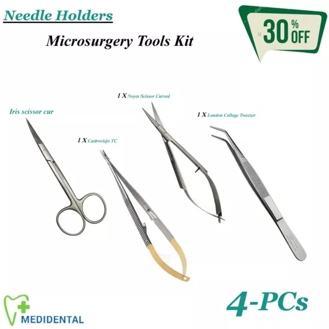 Quirúrgico Aguja Soporte Microsurgery Kit Herramientas Operaciones Utensilio Neu