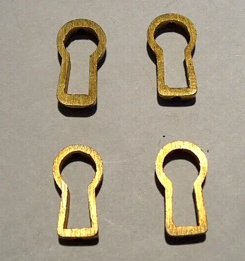4 Brass Push In Keyhole Cover Insert Escutcheons Key Hole NOS