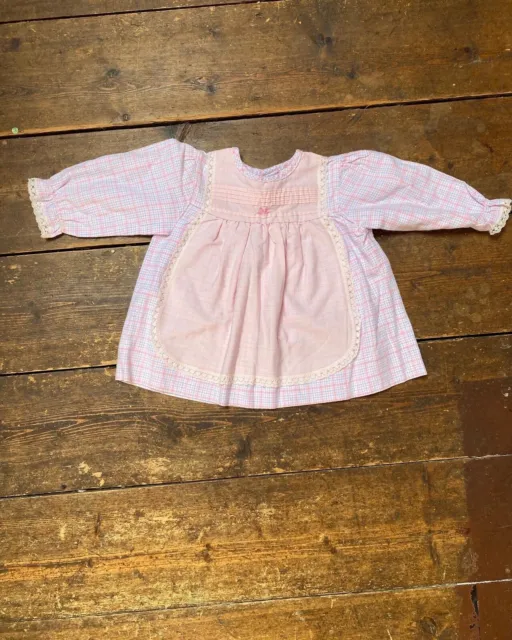 Vintage baby Mothercare dress age 6-9 months long sleeves pink Pinafore