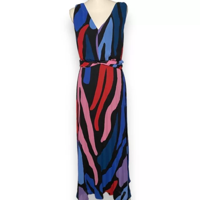Donna Morgan V-neck Sleeveless Pleated A-line Maxi Dress Women's Size 16