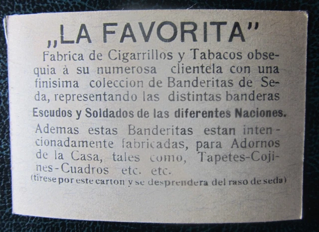 Cigarette Silks Card Denmark military La Favorita Soldiers & Flag ORIGINAL BACK 2