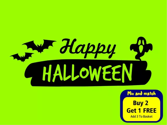 Halloween Vinyl Stickers Window Decorations Spooky Party Kids Pumpkin Bats Ghost 2