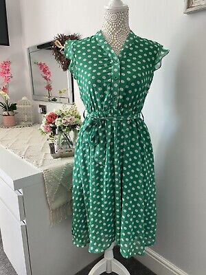 lindy bop green spotty dress excellent condition size 8