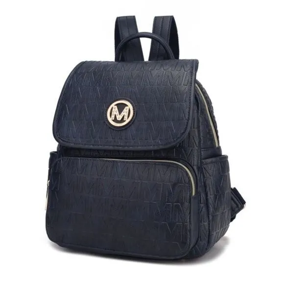 NWT MKF Collection Samantha Vegan Leather Backpack Navy Blue