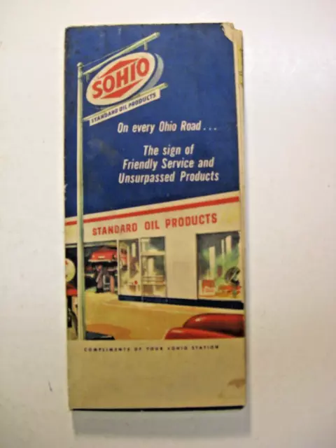 1950s Road Map Ohio SOHIO Standard Oil of Ohio