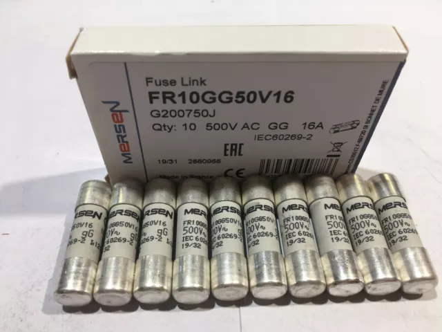 MERSEN FR10GG50V16 500V 16A FERRAZ SHAWMUT Fuse 10x38 mm 500V JPSF453 Qty 1/5/10