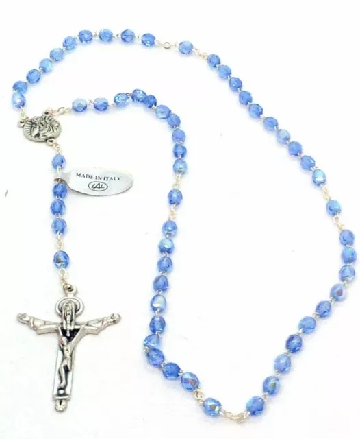 Rosary of the Holy Father AB Blue Italian Crystal Rosary Beads from Loreto Italy