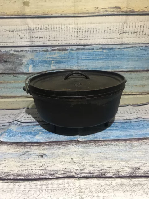 Lodge Cast Iron Camp Dutch Oven 12CO & Lid 12" Made in USA - 3 Leg Kettle