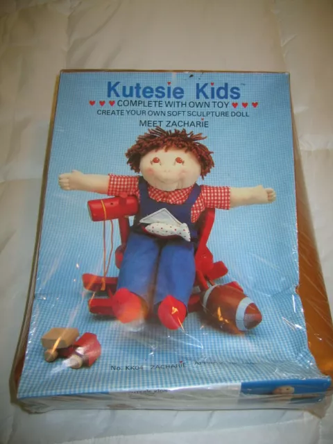 Vtg 1984 Kutesie Kids "Zacharie" Soft Sculpture Boy Doll Kit KK04 NEW