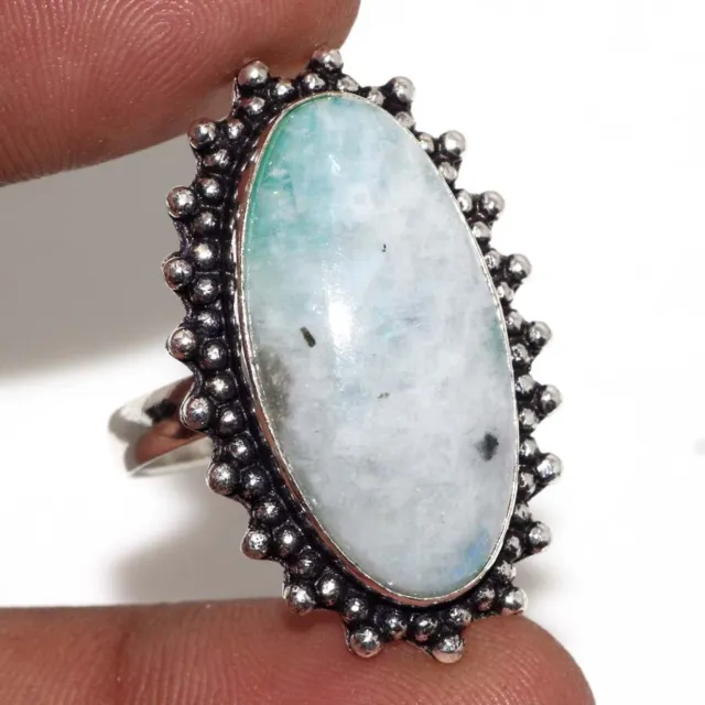 Rainbow Moonstone Ring| Gemstone New Arrival Handmade Gift Size 9 AU V468