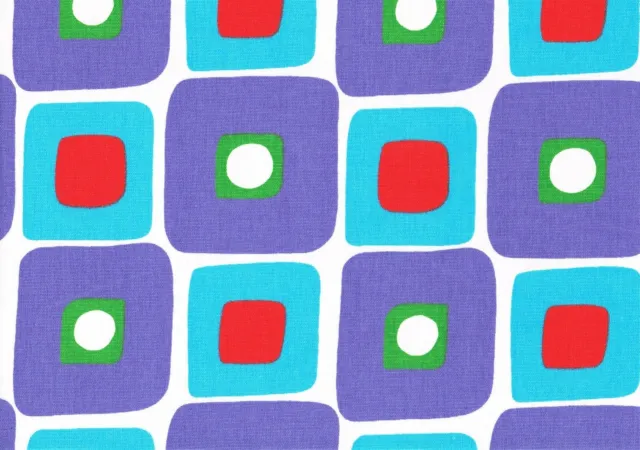 Designer Fabric Red Blue Green Purple Geometric Print  Drapery Upholstery