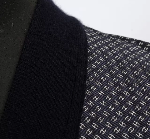Ultra Lightweight HERMÈS Hermes Cashmere / Silk "H" Cardigan Sweater - Blue S M 2