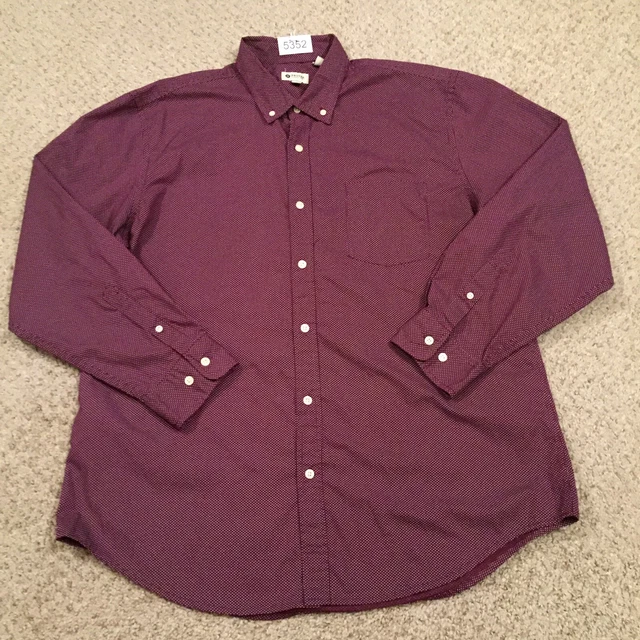 Haggar Shirt Mens XL Purple Polka Dot Long Sleeve Button Up