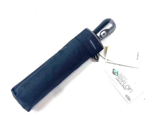 Samsonite Black Manual Flat Compact Folding Umbrella NEW