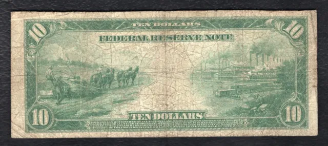 FR. 893a 1914 $10 TEN DOLLARS RED SEAL FRN FEDERAL RESERVE NOTE NEW YORK, NY 2