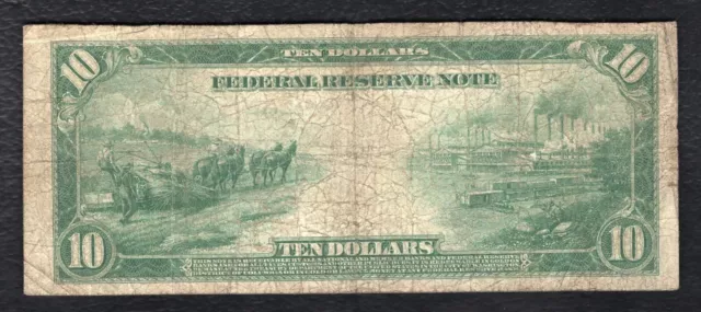 FR. 893a 1914 $10 TEN DOLLARS RED SEAL FRN FEDERAL RESERVE NOTE NEW YORK, NY 2