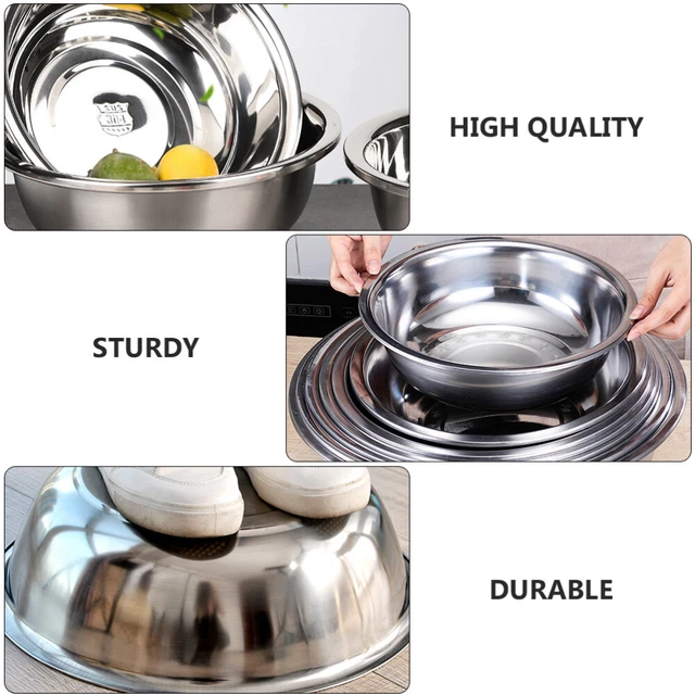 STAINLESS STEEL BOWL Storage Container Simple Basin Pans Cooker Cooking