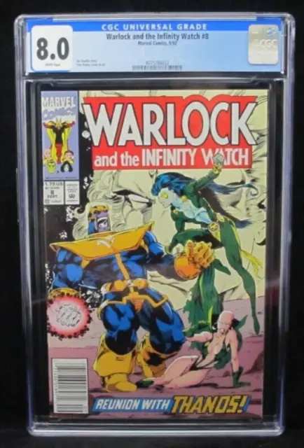 Warlock and the Infinity Watch #8 CGC 8.0 Rare Newsstand Edition Marvel 1992