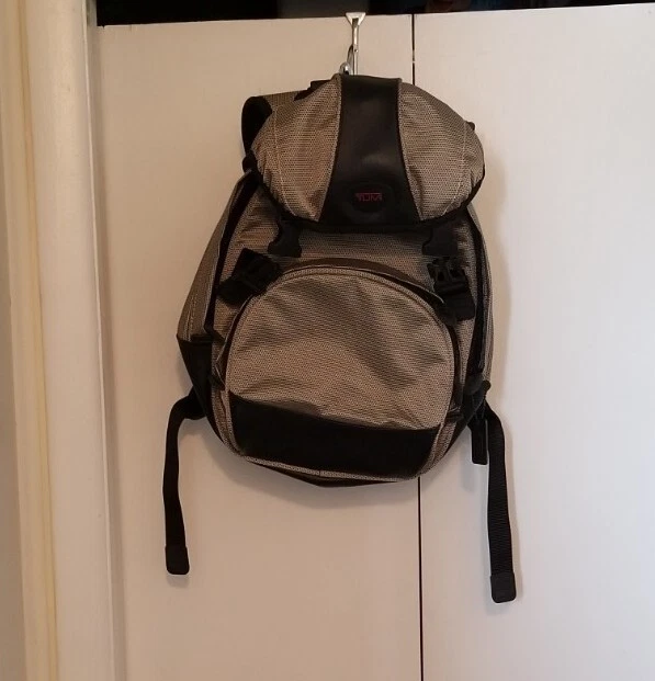 Tumi T2 Ballistic Backpack Gold Black Nylon Leather