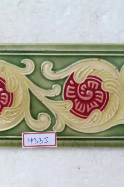 Japan Made Majolica Vintage Ceramic Porcelain Border Flower Design Tile Nh4335 4