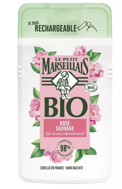 Lot de 5 gels douche Le petit marseillais (250ml x 5) BIO Rose sauvage