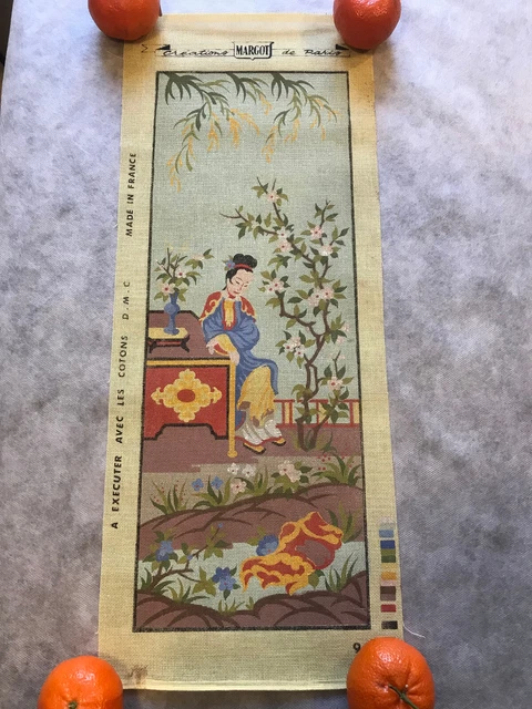 ancien tapisserie Canevas DMC MARGOT a faire  theme asiatique 23.5x60 cm