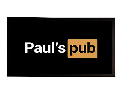 Personalised Bar runner mat - with your name Novelty funny beer label Bar runner
