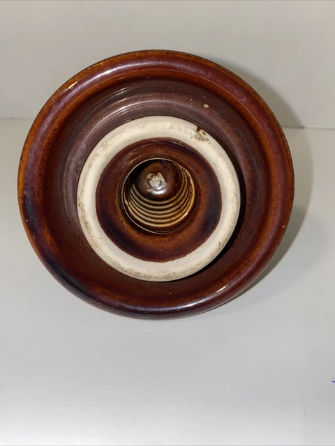 Vintage Pinco-2 223 High Voltage Insulator Electric Brown Ceramic Porcelain 4