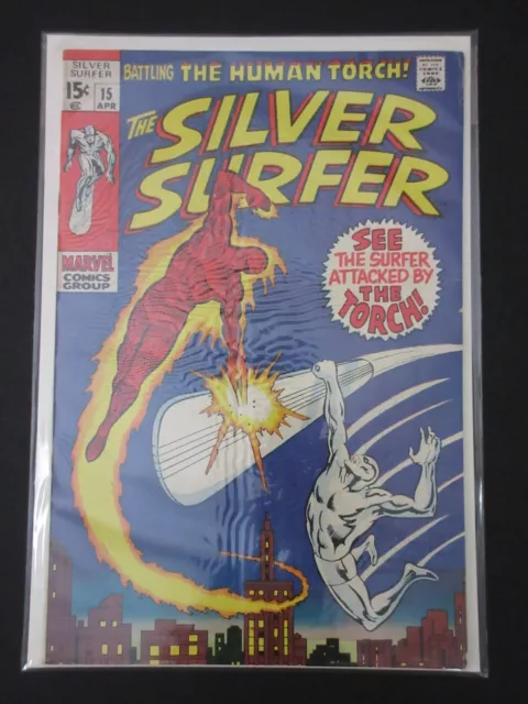 Silver Surfer #15 (4.5 Vg+), Human Torch Appearance, Bronze Age Marvel 1970