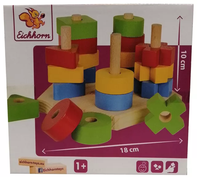 Simba Eichhorn 10 000 2087 Holz Steckspiel farbigen Formen Lernspielzeug Kinder 2