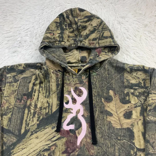 Browning Sweater Womens 2XL XXL Camo Mossy Oak Hoodie All Over Print Hunting 2