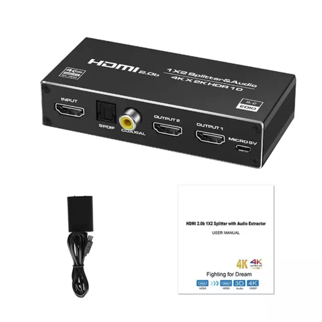 1x2 HDMI Splitter Audio Estrattore Parti di Ricambio Durevoli per PS3 per PS4