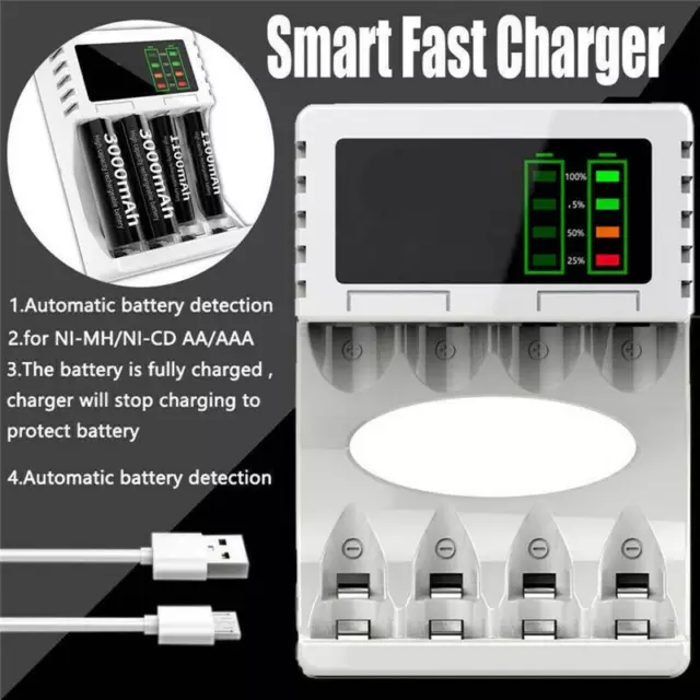 4 Slot Intelligent Battery Charger For AA AAA NI-MH NI-CD Battery Rechargeable U