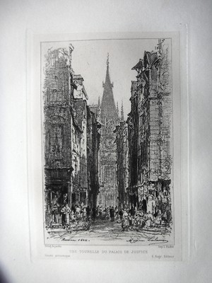 GRAVURE ANCIENNE 19e ROUEN COUR DE L'ALBANE HELIOGRAVURE DE DUJARDIN 