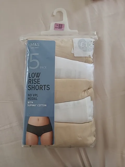M&S 5 Pack Thongs 14 16 NO VPL Knickers Modal Cotton Briefs Pants Striped