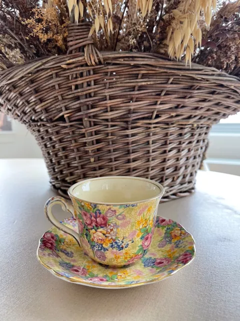 Vintage Royal Winton Grimwades Welbeck Chintz Cup And Saucer + Wire Stand