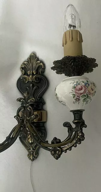 2 alte  Wandlampe Messing Wandleuchte Barock Stil Vintage 2