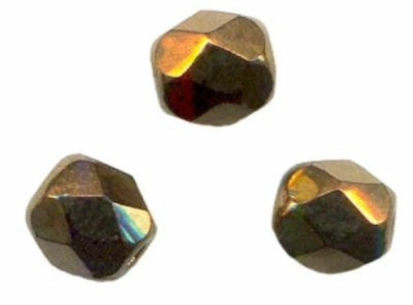 200  PERLES FACETTES DE BOHEME  4 mm BRONZE OR VITRAIL