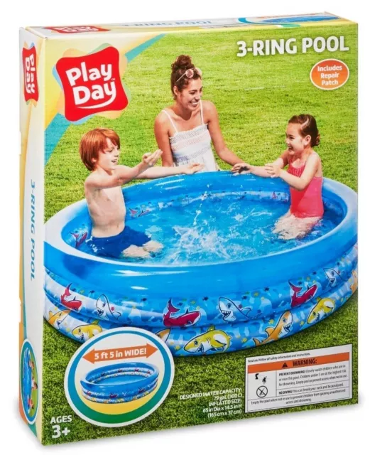 NEW Play Day 3-Ring POOL Inflatable water fun park . Summer fun for kids