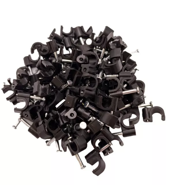 Round Cable Clips Wall 4mm 5mm 6mm 7mm 8mm 9mm 10mm Black Nail Plugs