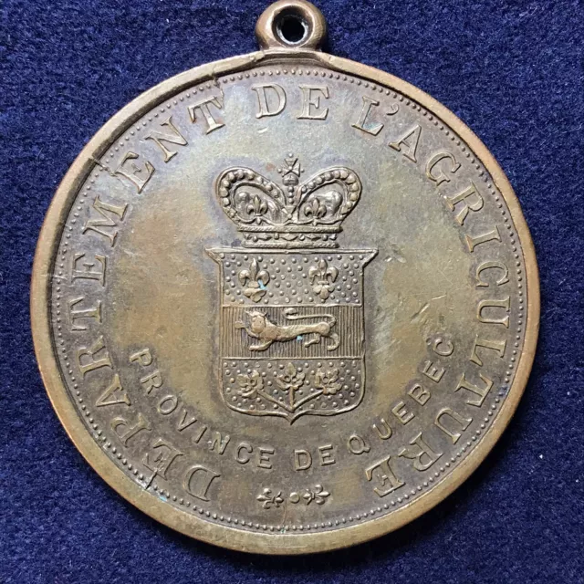 Quebec Department de l’Agriculture 42mm Bronze Medal, by P.W. Ellis, Named