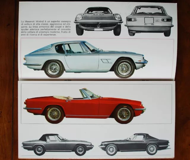 Maserati Mistral Coupe & Convertible color brochure Prospekt, 1966